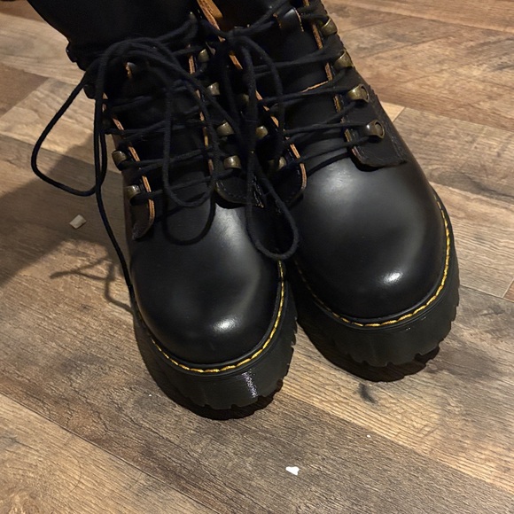 Dr. Martens Leona Black Combat Boots - Picture 10 of 13